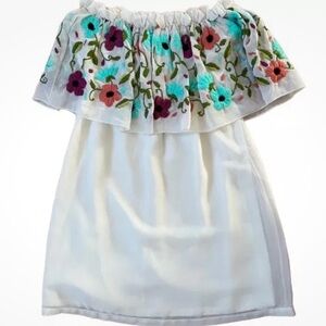 Judith March Embroidered Chiffon Dress Strapless Size Small